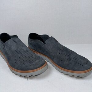 Merrill Shoes Downtown Moc Mens 11 Slate Gray Nubuck Perforated Slip On Loafers